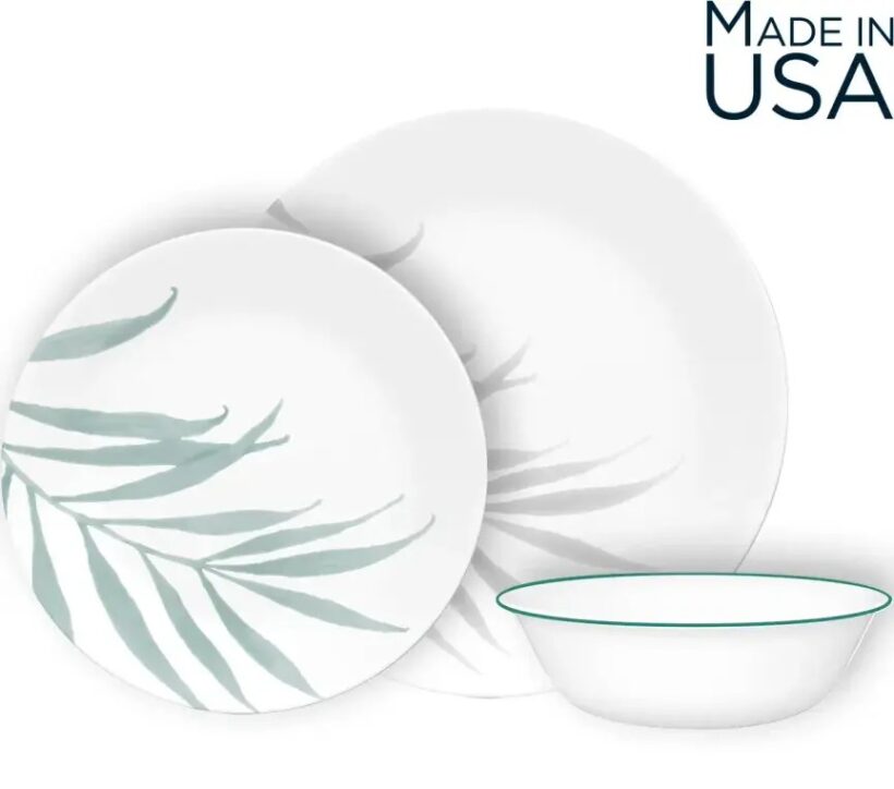 סט צלחות 12 חלקים, Solar Print מבית Corning Corelle תוצרת ארצות הברית