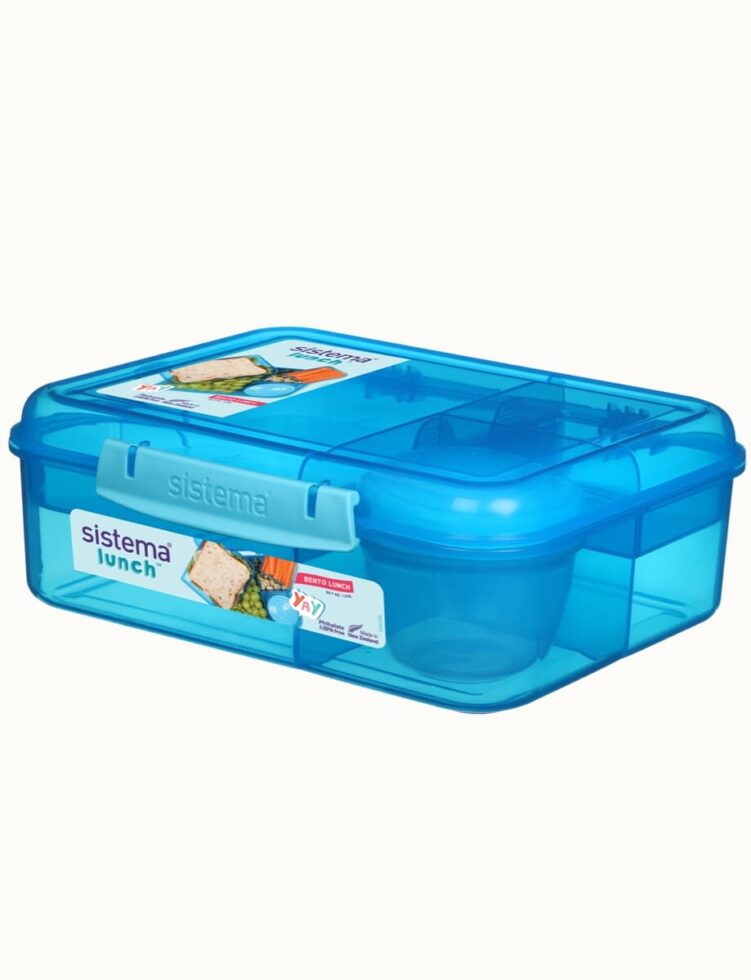 קופסת אוכל מחולקת 1.65 ליטר צבע כחול SISTEMA