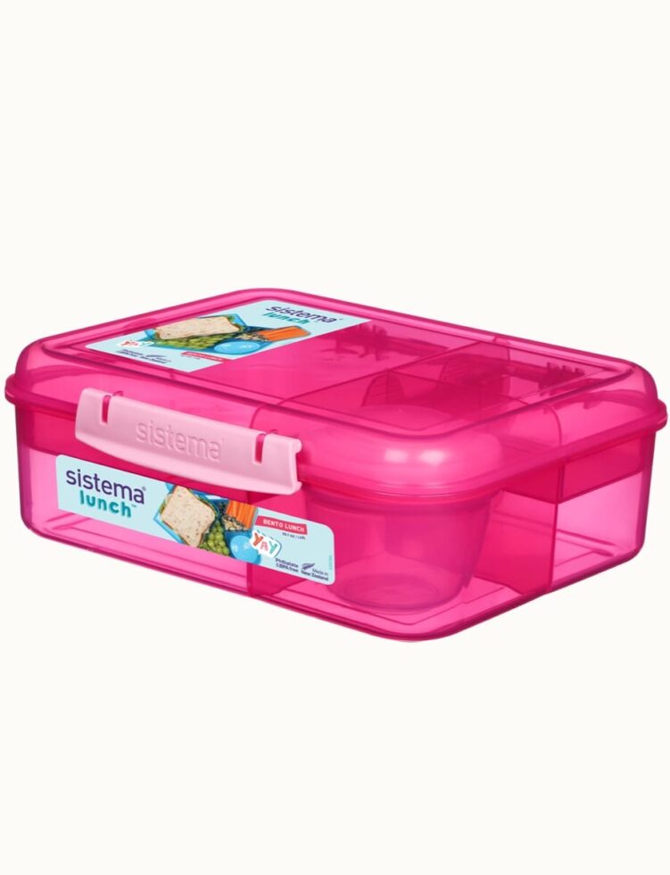 קופסת אוכל מחולקת 1.65 ליטר צבע ורוד SISTEMA